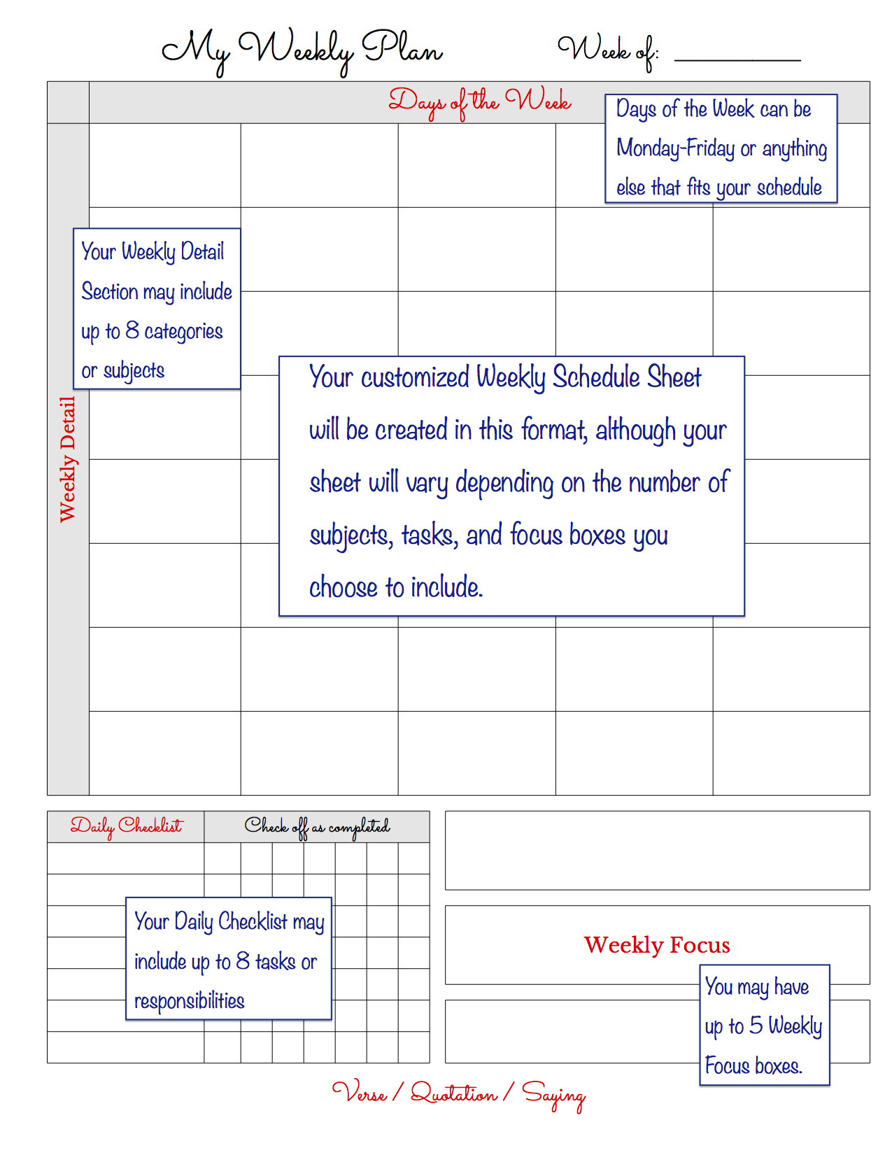 weekly schedule example