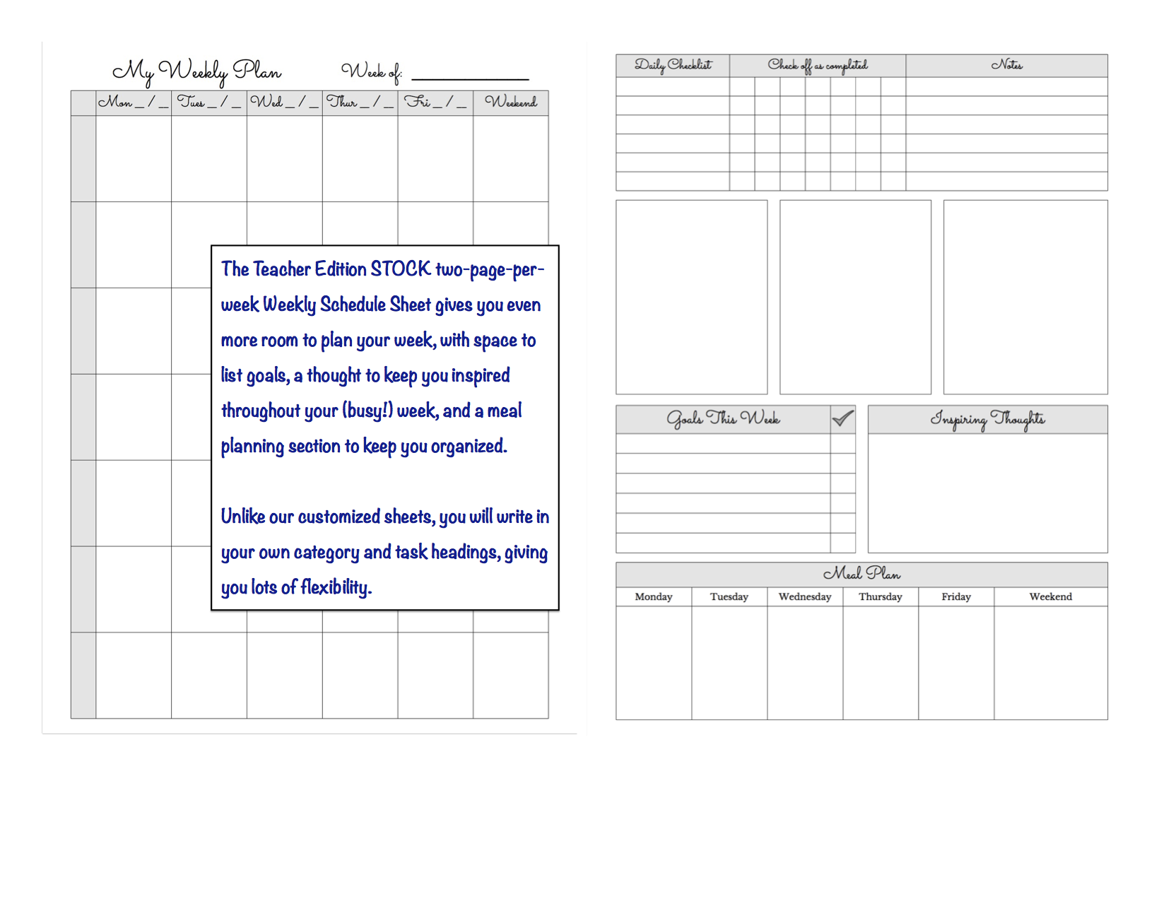 my weekly schedule
