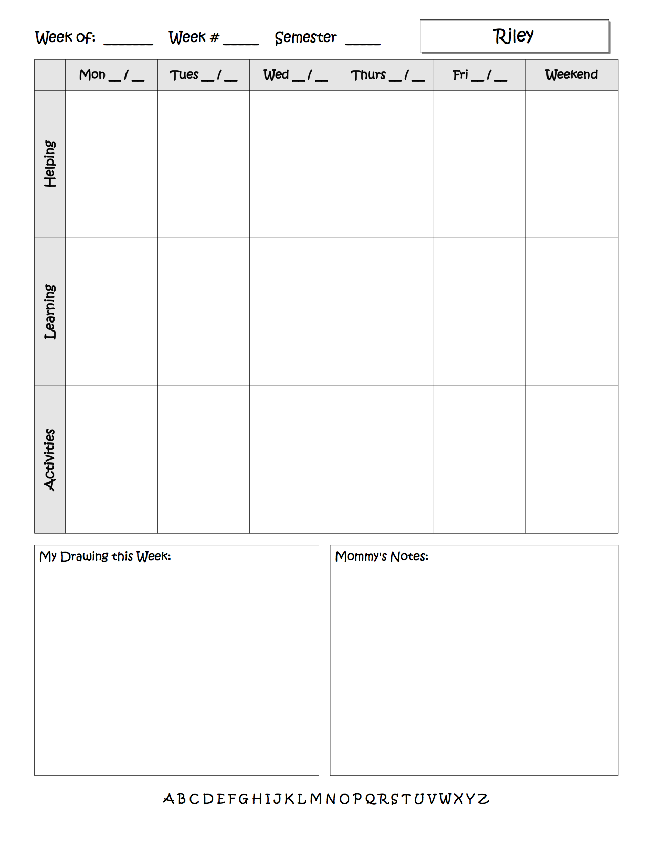 Weekly Schedule Sheet Examples | A Plan in Place