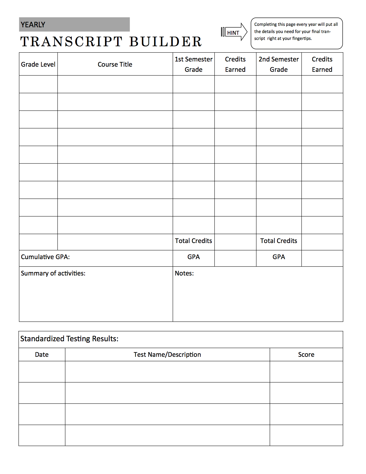 High School Edition A Plan In Place free-high-school-transcript-template-pdf-amazing-homeschool-free-online