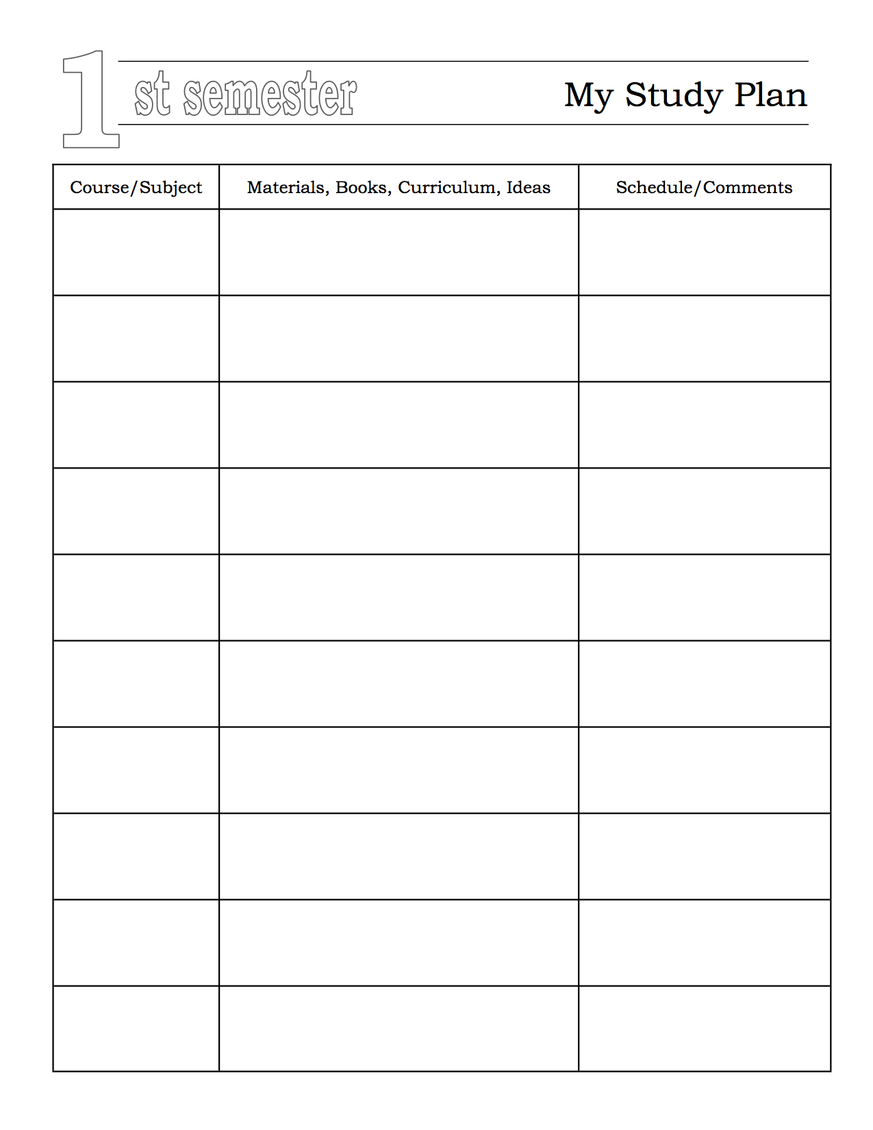 homeschool planner blank